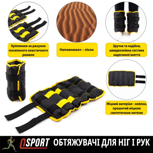Утяжелители для ног и рук (манжеты для фитнеса и бега) OSPORT Lite 2шт по 3кг (FI-0001-3) фото 3