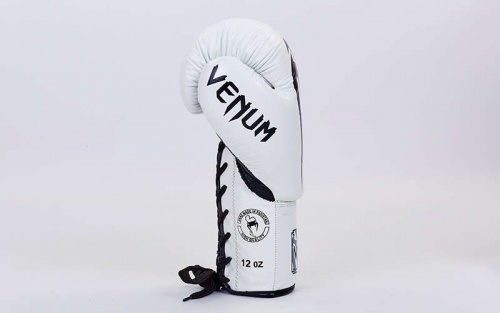 Перчатки боксерские кожаные на шнуровке VENUM 10,12,14 унций (VL-5786) фото 2
