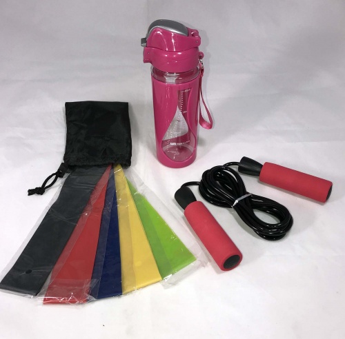 Набор для фитнеса и спорта (бутылочка, резинка и скакалка) OSPORT (N-0001) фото 3