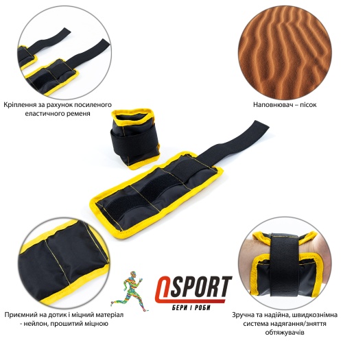 Утяжелители для ног и рук (манжеты для фитнеса и бега) OSPORT Lite 2шт по 0.25кг (FI-0001-0.25) фото 3