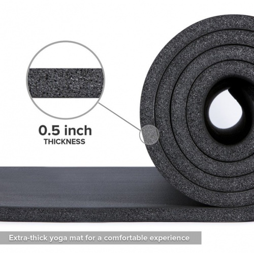 Коврик-Мат для йоги и фитнеса из вспененного каучука OSPORT Premium NBR 1,5см с ручкой (MS 2608-3) фото 6