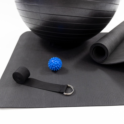 Коврик для йоги и фитнеса (каремат) + фитбол 55 см + массажный мячик + ремень для йоги OSPORT Set 98 (n-0128) фото 4